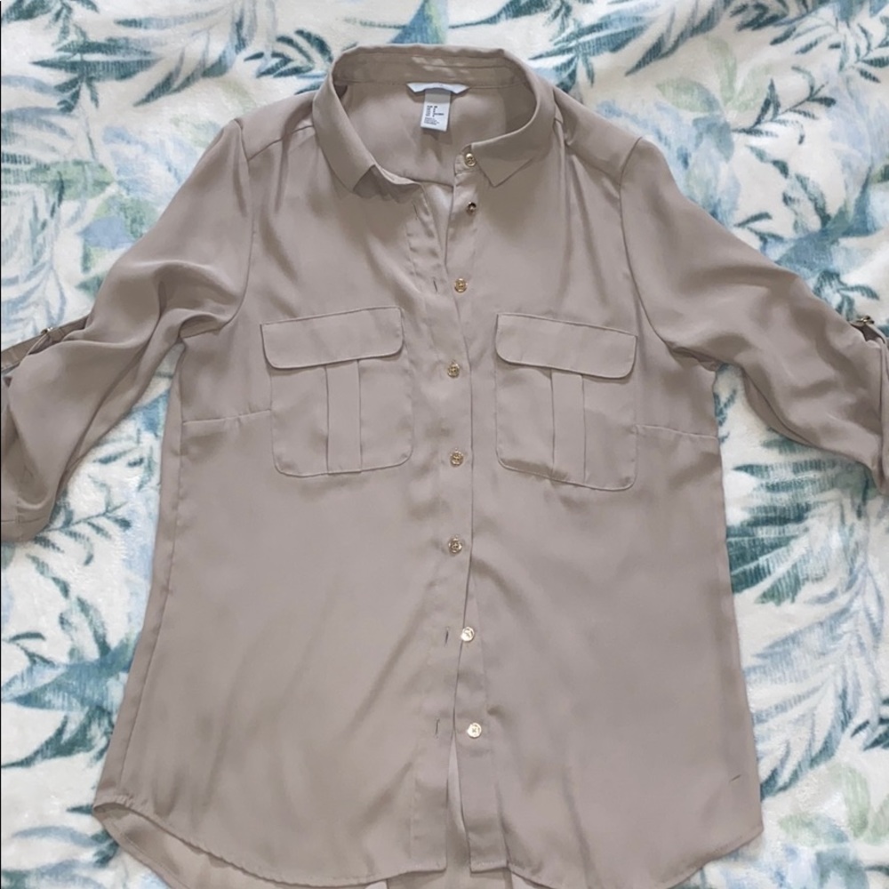 Tan button up blouse